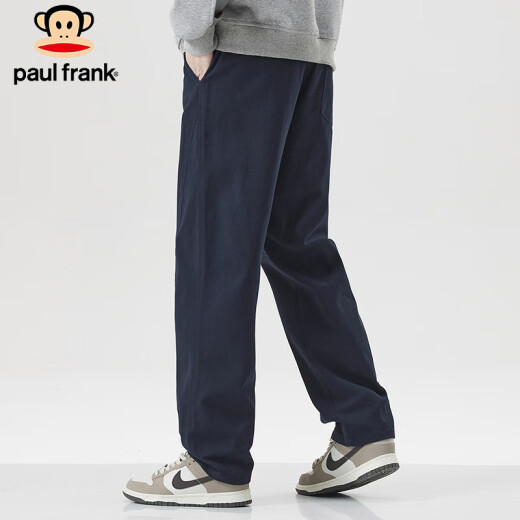 大嘴猴（paul frank）休闲裤男士工装裤子男夏季美式纯棉宽松阔腿裤男裤 藏蓝色 XL