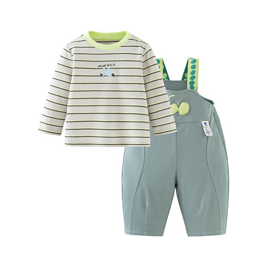 
Mini Bala overalls suit for boys and girls babies moisture absorption and quick dry cute fun T-shirt two-piece set spring new products