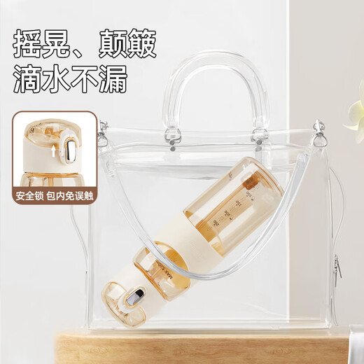 Cica straw cup for pregnant women lying down and drinking water tritan plastic children's student water cup women's summer sugar resistant with scale tritan material + cup brush + straw brush beige 520ml