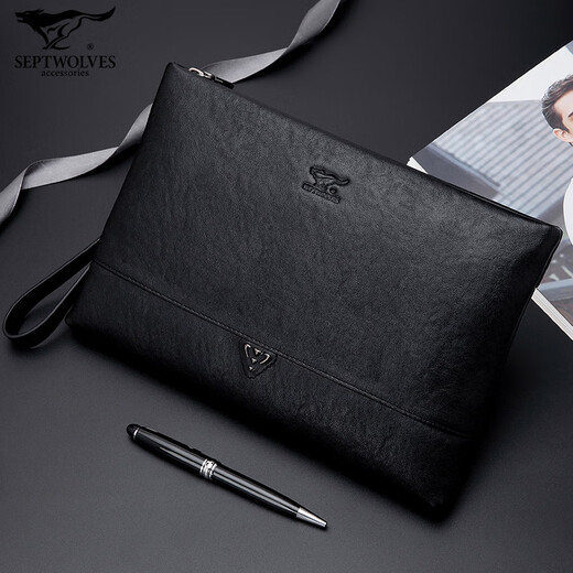 Sieben Wolf Handtasche Top-Schicht Cowide Herren Brieftasche große Kapazität Soft Leder Ultra-dünn Dad Style Modemarke Handy-Umschlagsbag Modell 1 [offizieller Direktverkauf] 270*20*180 mm