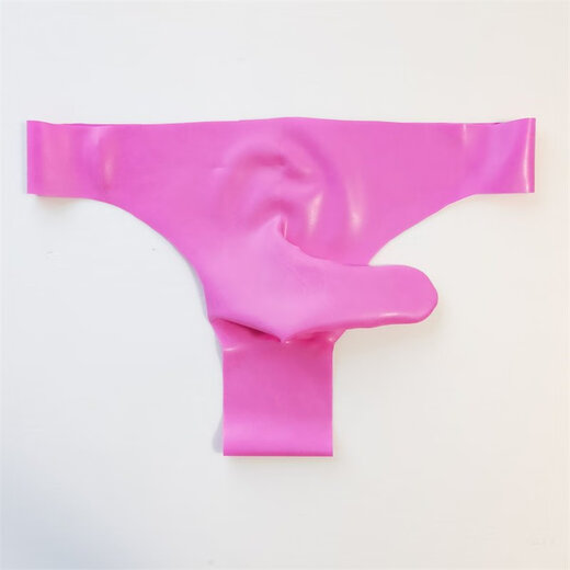 Rubber bullet separated seamless latex leather underwear JJ belt set men's sexy mid-low waist sexy thong, transparent black, 95-110 cm waist