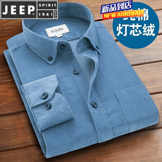 JEEP SPIRIT spring and autumn new shirt men's long-sleeved pure cotton corduroy brushed casual corduroy cotton shirt black 39 (recommended 115~130 Jin Jin equals 0.5 kg) 170/88A
