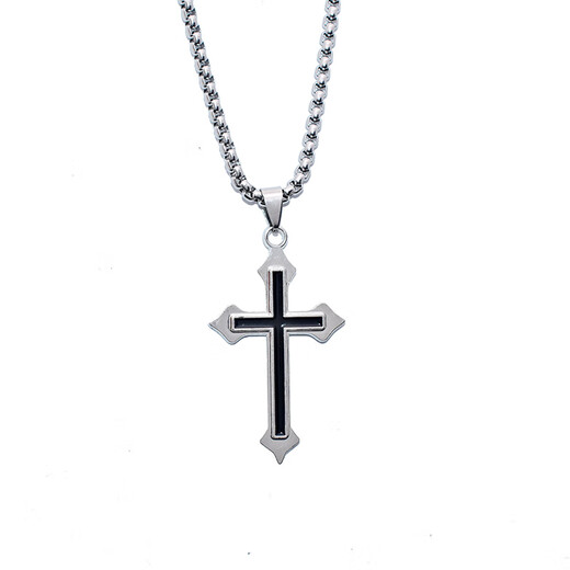 Guanpu Pavilion Fat Donglai's same style pt950 platinum cross necklace new platinum men's and women's trendy niche hip-hop pendant personality platinum cross necklace 60CM