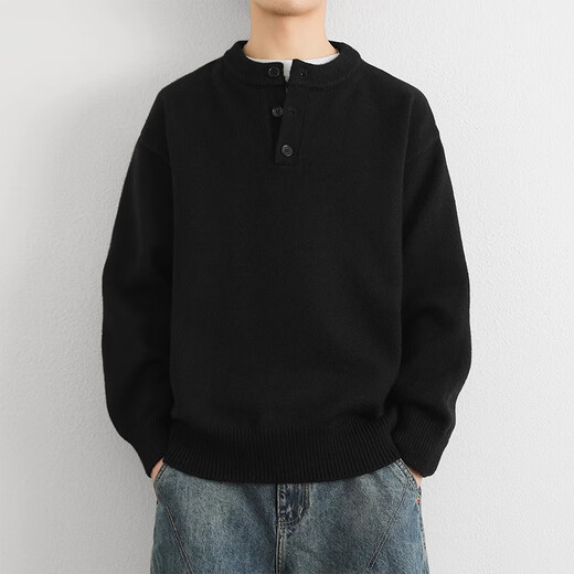 Xingsuyao (xingsuyao) 2024 new winter style pullover solid color thickened sweater trendy brand sweater trendy brand men's sweater long-sleeved round neck light gray MY901 Henry collar deer plush XL