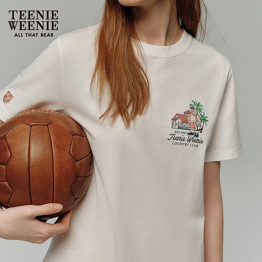 Teenie Weenie Bear футболка для женщин 2025 Весна и лето новая вышивка.