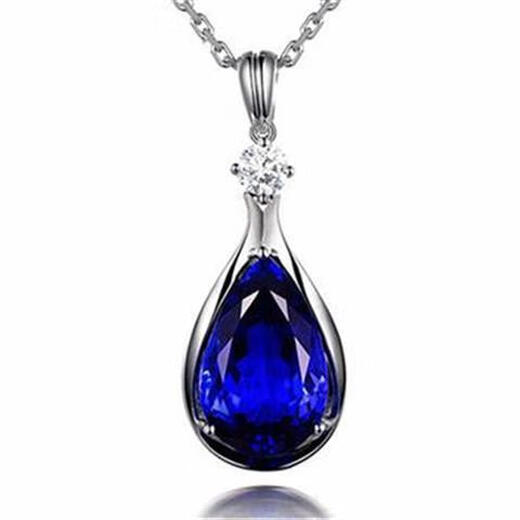 DYN new sterling silver S925 Korean version 13 carat 5A grade tanzanite pendant sapphire necklace inlaid with diamond necklace for women sapphire pendant + cross chain set price