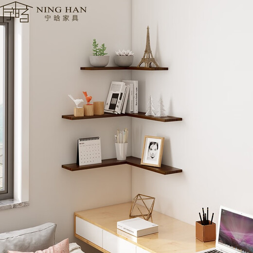 Wen Yijia customized corner European corner shelf board storage rack living room turning north wall shelf bedroom wall decorative book shelf wall corner partition 45+45+60*15 cm (3 pieces)