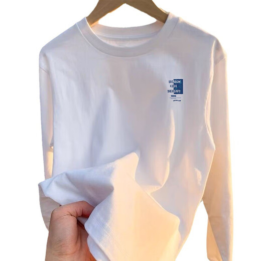 Vancl Eslite (VANCL) Mr. Lei's same style 2025 autumn new pure cotton long-sleeved T-shirt men's ins slim round neck simple bottoming shirt top white XL