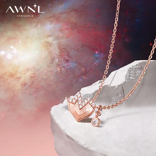 AWNL Yuan Yonglin's same style star-shaped heart-shaped Nordic M meteorite necklace for women, light luxury fashion, birthday gift for girlfriend, brand gift box, rose gold necklace