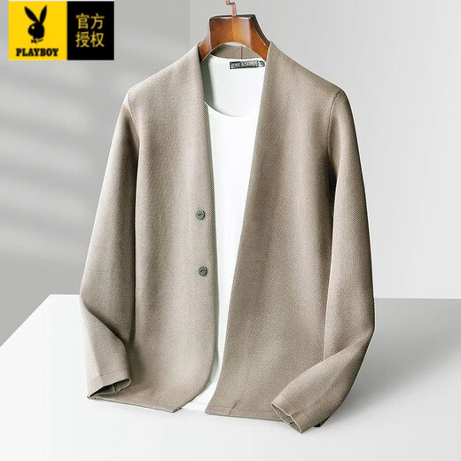 Playboy (Playboy) Trendy Brand Woll gestrickt Strickjacke Herren koreanische Version Frühling und Herbst V-Ausschnitt Außenpullover Solid Color Business Casual Strick Jacke Trendy Black [Light Luxury High-End] 3xl