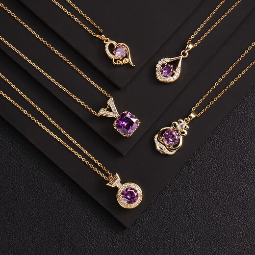 Van Sidi Purple Crystal Clampsia Halskette für Frauen Nischendesign Liebe Anhänger Schmuck beste Freund Kinder Schüler gute Schwestermädchen Zi Zi Zi Zi Zi N Nr. 14 A893