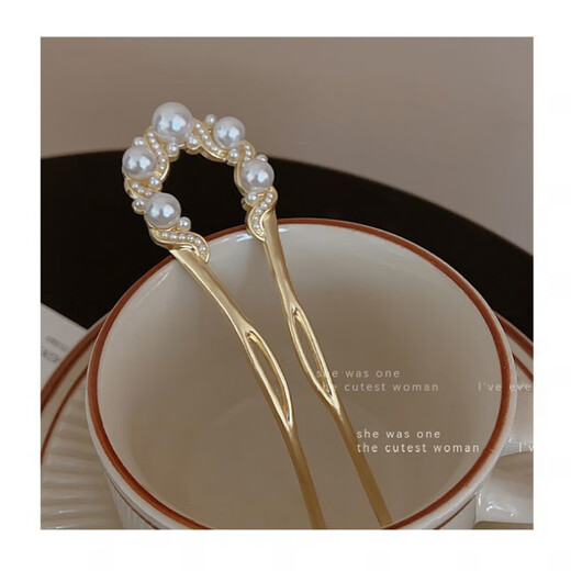 Shop Pearl hairpin simple Chinese style hairpin step rocker hair artifact 2024 hairpin new style headwear China hollow pearl U-shaped hairpin