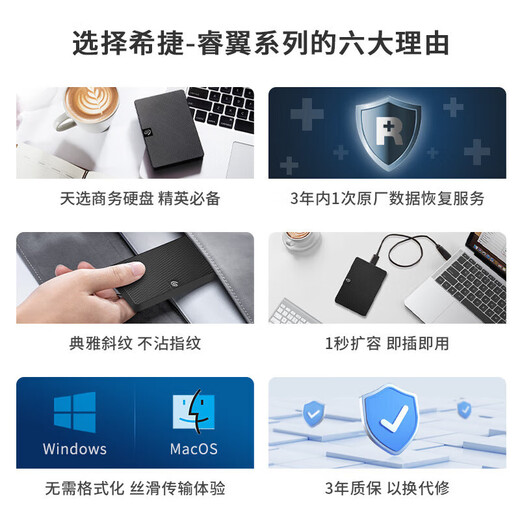 Seagate Mobile Hard Drive USB3.0 2.5-inch Mechanical Hard Drive Compatible with Mac New Ruiyi Series Original Data Recovery Dark Night Black 2TB