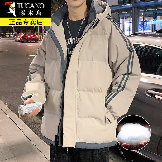 啄木鸟（TUCANO）棉服男士装秋冬季加绒加厚棉衣宽松羽休闲绒服男外套保暖短款衣服 9789黑色 2XL 约145-160斤