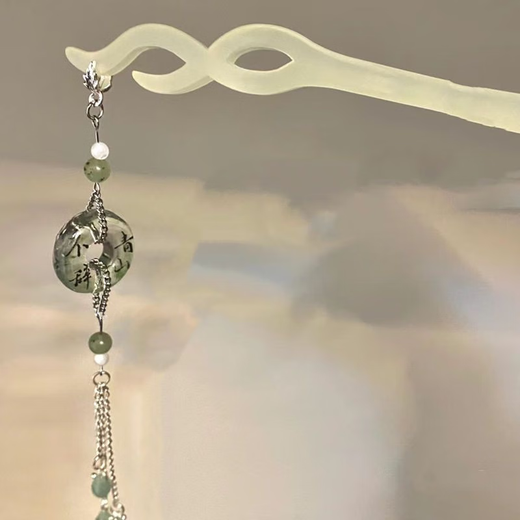 Jiemo ink style new Chinese style butterfly safety buckle tassel hairpin ins elegant bestie hair accessories ancient style literary hairpin girl Buxie Qingshan safety buckle hairpin