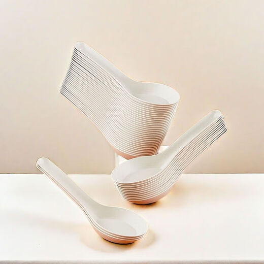 Disposable spoons, biodegradable rice husk spoons, commercial takeout packages, fast food catering rice spoons, small spoons, white disposable rice husk spoons, 1000 pieces