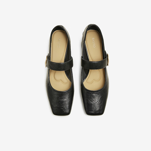 Best 25 Frühlings Retro Mary Jane Schuhe Dicke Ferse Square Toe Frauen Singles M1509AQ5 Black 38