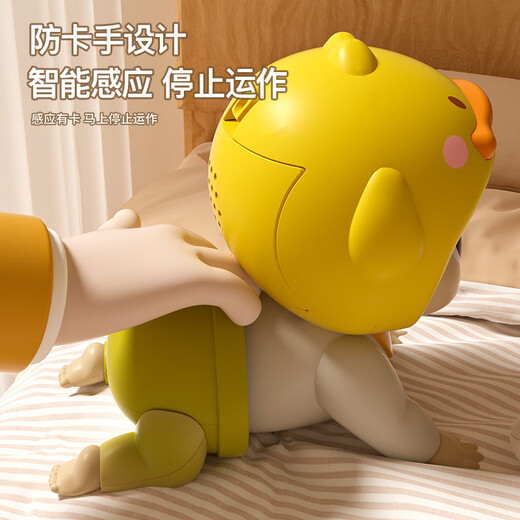 Beizu practices baby toys for 0-1 years old and learns crawling guide head-up training training for early education electric crawling baby crawling baby yellow duck-217 contents + remote control + charging case
