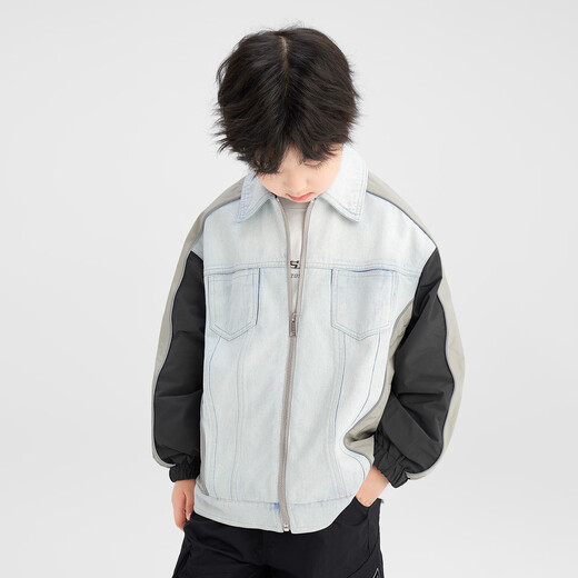 Zuoxi Boys Autumn Jacket Children's Denim Jacket 2025 New Boy's Handsome Top Spring and Autumn Style Denim Color 150