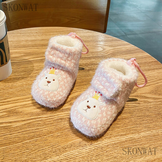 Skonwat Baby Chaussures Coton Chaussures en automne et hiver Sole Sole Sole 0-1 ans Garçons et filles pour tout-petit 8-10 mois Nouveau-né les chaussures de coton en laine chaude épaissie