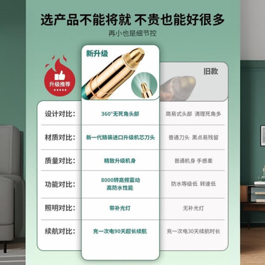 JCZS German quality electric eyebrow trimmer for women, automatic eyebrow trimming tool, eyebrow shaver, eyebrow pencil, eyebrow trimmer, rose gold, rechargeable model - second generation imported movement + blade * 2