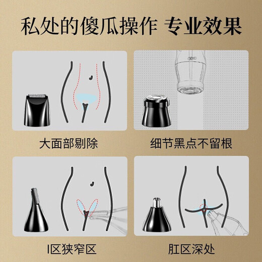 Chuxian electric private part shaver shaver for men and women, armpit hair, pubic hair removal, body hair trimmer, nose hair eyebrow trimmer, private part anal hair removal shaver, shaver and trimmer, supreme lighting version, four blades + whole body available + battery display