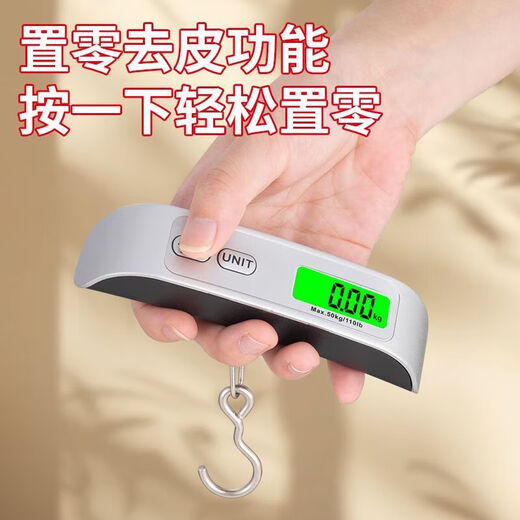 手提秤手提电子秤挂钩秤钓鱼秤行李秤迷你便携式高精度手称小秤快递弹簧秤 不锈钢挂钩可称100斤 织带挂钩100斤【充电款】