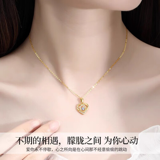 Shilianxiang gold four-leaf clover necklace for women imitation pure gold pendant 18K pure gold for Valentine's Day for your girlfriend four-leaf clover