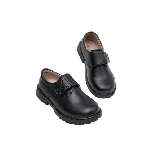 Chuangjingyi selected boy leather shoes to perform boy black leather shoes to perform British Spring and Autumn Student Boys genuine leather children atmospheric black lace-up [9901] 26 [16.5cm]