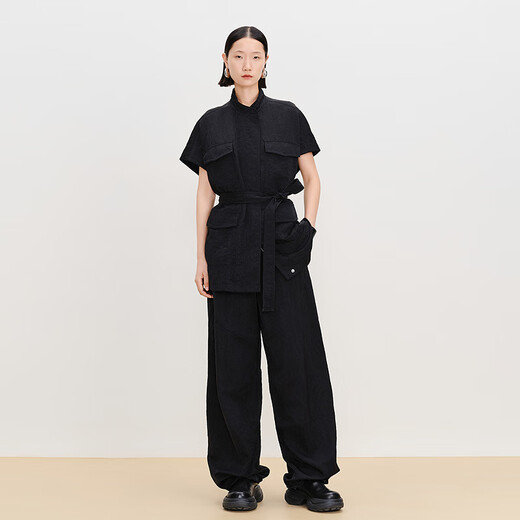 AUM (AUM) Easy Suit AUM 2025 Spring New Outdoor Style Work Wear Vest Black Jacket Trousers Black Top S