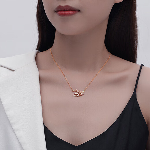 Wanlifu Original Yilu You Collier Women's Women's Sterling Silver S925 Collier Cerf et prune Internet Forest Forest Coréen Christmas Gift D687 Platinum (Chaîne transversale) 925 Silver