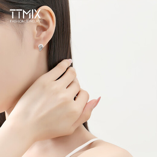 TTMIX platinum earrings geometric snake shape women's pt950 platinum crushed ice earrings 3.1-3.3g