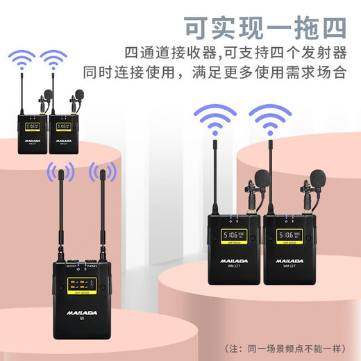 Mailada WM12P one-to-three wireless lavalier microphone Little Bee interview mobile phone microphone radio microphone live broadcast audio equipment SLR camera recording microphone wireless microphone