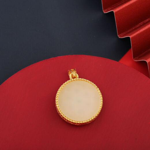 ZHIO 18K gold Hetian Jade six-character mantra compass pendant for women single pendant without chain AU750 gold pendant 18K gold (about 21*6mm) FSDZ0019