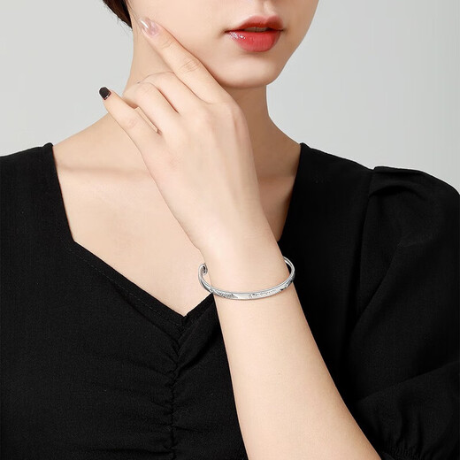 Mengjinyuan Platinum Bracelet PT950 Imitation Diamond Turn Flower Colorful Bracelet Push-Pull Style Women's Gift for Girlfriend, About 19.94g