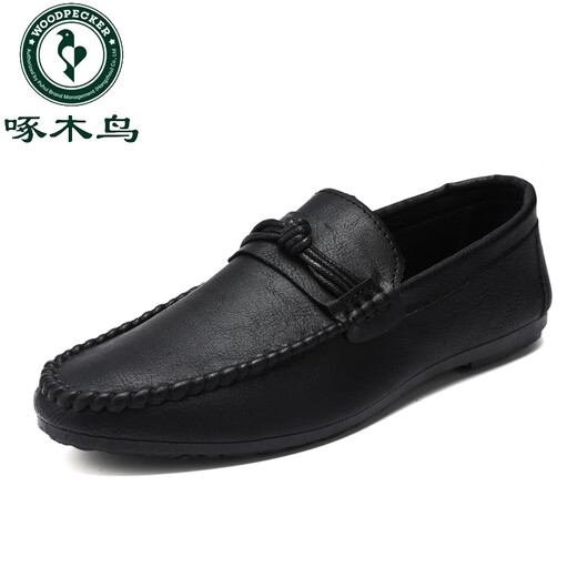 Holzspecker Herrenbohnenschuhe Koreanische Version der geschäftlichen Arbeit lässige Lederschuhe atmungsaktiv und vielseitig nicht rutschfest