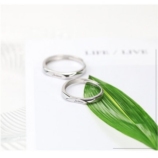 CAMPUSKINGLY Old Phoenix French I Love You Pure Silver 9999 Ring Engraving Customized Adjustable Live Mouth Couple Ring French I Love You Pure Silver Ring Pair Lao Feng
