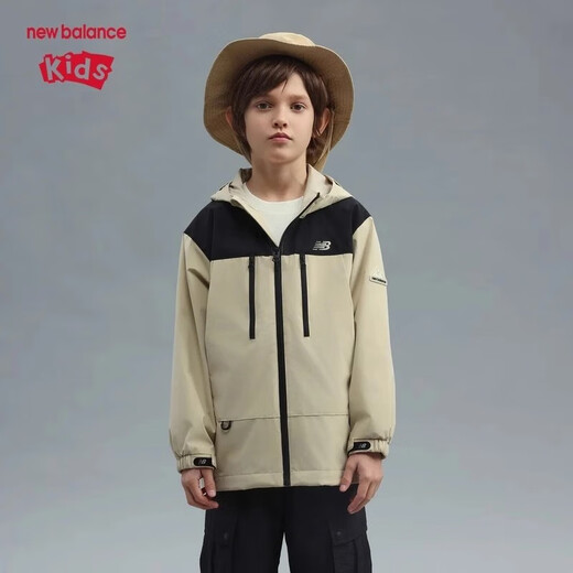 newbalance nb children's clothing 25 years spring new style men's and girls' hooded jacket adjustable windbreaker jacket 7AF12013 7AF12013-BK black 110 cm