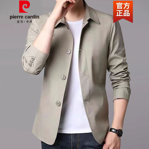 Pierre cardin lapel new jacket for men spring and autumn thin business casual middle-aged daddy suit men solid color jacket 1048 dark blue XL