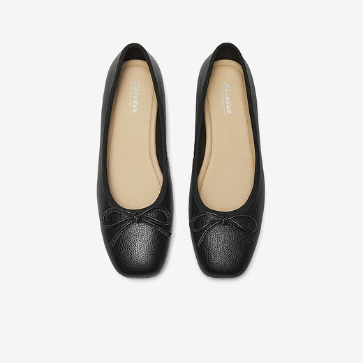 
Bata light mouth single shoes women's 2025 spring sheepskin ballet single shoes 25123AQ5 black 38