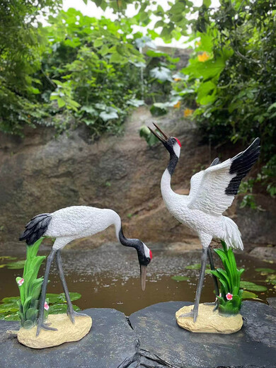 Wen Yijia Customisierte rotkrante Kranschmuck im Hof Wasserspray Animal Simulation Crane Skulptur Glasfaser Außenpool-Wurdely-Dekoration gewöhnlicher Stil-1396 (Höhe 49 cm)