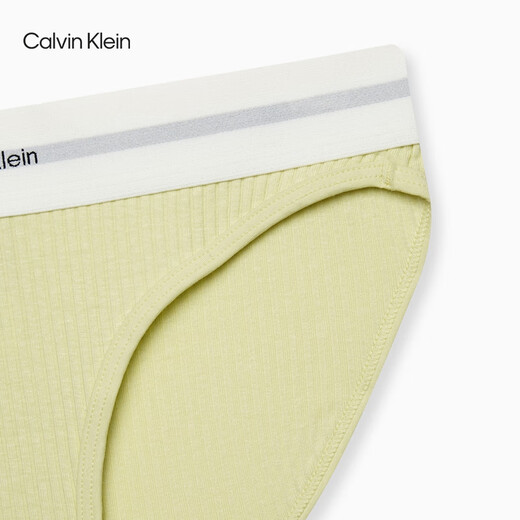 Calvin Klein Underwear [Modern Gravity Belt] 25 Spring and Summer Women's ck Jacquard Ribbed Bikini Underwear Women QF8022AD TOC-Cream Yellow 1 M