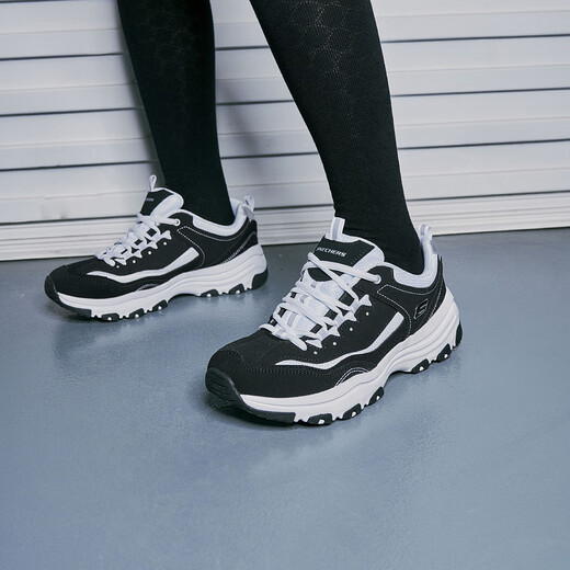 Skechers Oreo Panda Shoes丨Dad Shoes Women's Classic Black and White Retro Autumn and Winter Lightweight Trendy Increased Sports and Casual Shoes Women's Black/White-BKW 38