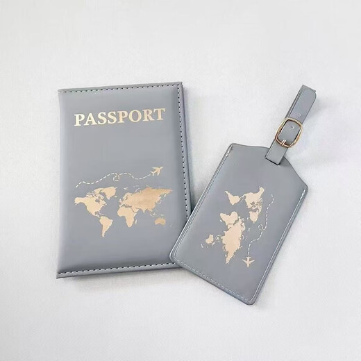 Ke Liang Huizi's luggage tag passport clip checked suitcase information list Passport clip luggage tag gray 2-piece set