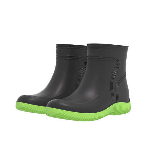 Liyou Deutsche Qualität Regenstiefel Herren mittlerer Röhrchen wasserdichte mittelgroße Röhrchen Sommer Anti-Rutsch-Kee-resistente Outdoor-Auto-Waschanschienungsbaugebäude Schwarz und Grün 41: [eine Größe größer]