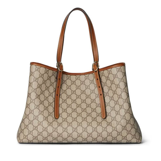 古驰（GUCCI）女包托特包手提包双G Emblem系列中号托特包送女友礼物 中号米色棕色815213FAD6L9758