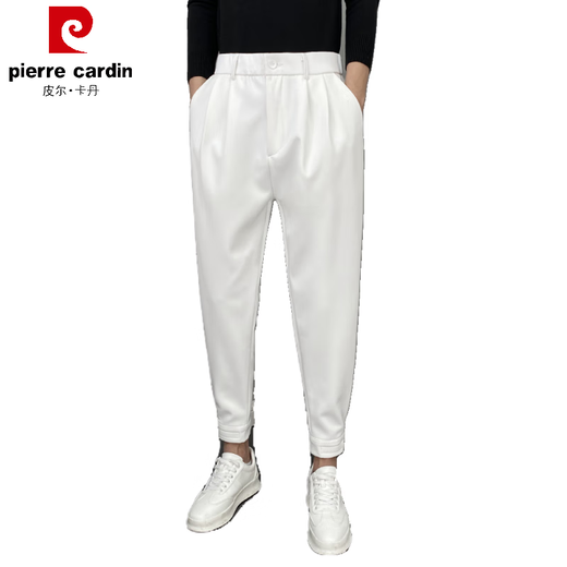 Pierre Cardin (Pierre Cardin) Fußhose Herren Frühling und Sommer Harren Pint Casual Hosen Solid Farbe kleine Füße Lange Hosen Herren trendig vielseitiger Anzug Hosen Schwarz [Version] reguläres (Vatertagsgeschenk) 32