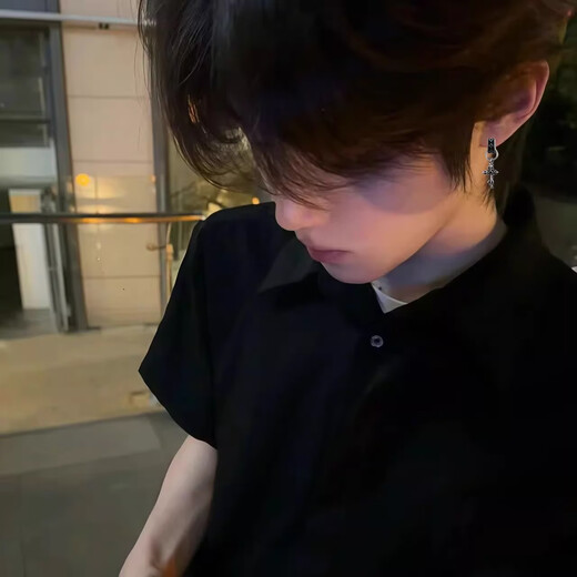 Mansheng retro cross tassel earrings men's earrings light luxury high-end earrings niche design earrings punk earrings single