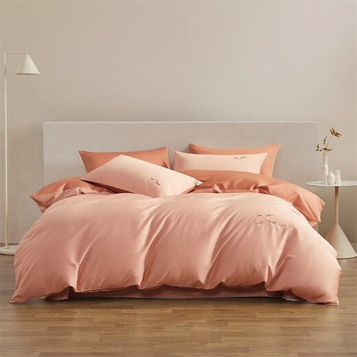 Mercury Home Textiles four-piece set of 60 count long-staple cotton four-piece set of comprehensive pure cotton bed sheets and quilt covers light luxury set bedding 60S long-staple cotton + antibacterial Zhilan Yuqing 1.2m bed recommended with 150*210cm quilt core