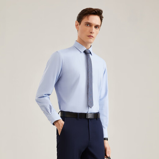 YOUNGOR long-sleeved shirt men's plain thermal shirt to keep warm and keep out the cold VLBN119760IBA light blue 41